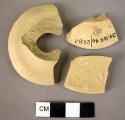 3 goblet or cylix feet fragments, plain yellow ware