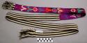 Belt; 73' long; 46" are black and white striped; 27" are yellow, green , white