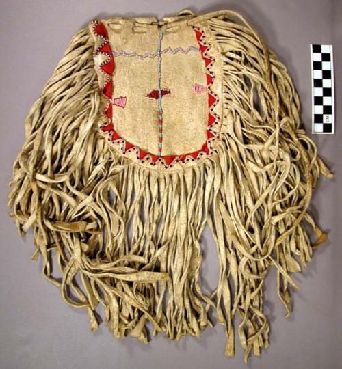 Skin bag. Beaded decoration with long fringe.