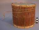 Small wooden drum with skin head - made from hollowed out tree trunk