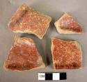 4 potsherds - red slipped and burnished