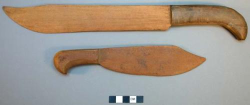 Wooden knives, european form, used as woof swords