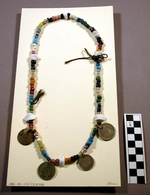 Bead and token  necklace
