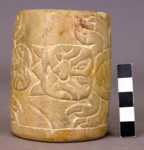 Plaster cast of soapstone cup with carved designs