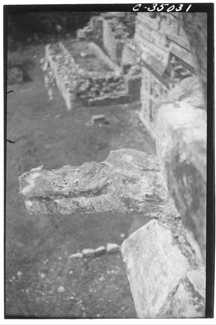 Serpent cornices. Lower jaw in portion SE corner Iglesia, Monjas.