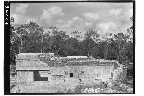 Structure 3 E 3. Colonnade completely repaired, looking E.