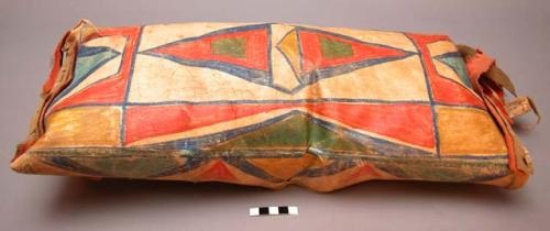 Crow medicine bag/parfleche. Rectangular shape; painted