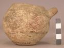 Small globular-shaped pottery jar with spout - sillustani brown on +