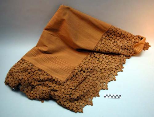 Large cloth marked "peruvian altar cloth" - light brown warp-faced cloth with so