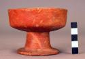 Pottery vessel on pedestal- red