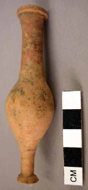 Miniature pottery vase with long base & long neck - Italic-Hellenistic plain war