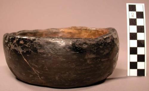 Shallow slipped navajo black pottery bowl