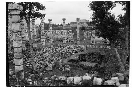 Mercado patio,trench in center of patio showing masonry block. Looking N.