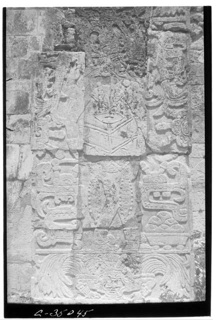 Serpents in bas relief. Lower Temple of the Jaguars