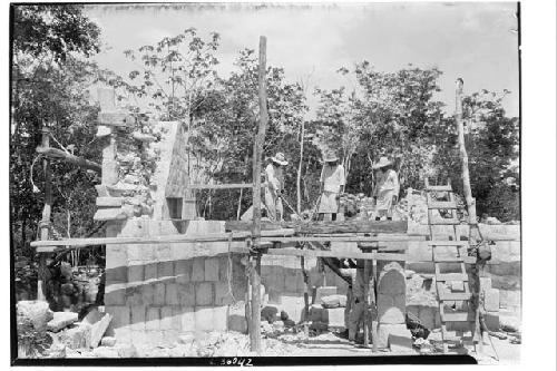 Struct. 3E3. N. end of colonnade under repair, beams from anta to column placed