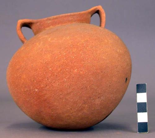 Plain ware pottery vessel with 2 small handles