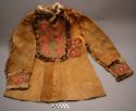 Coat made of leather (moose hide?). Separate pieces with elaborate floral threa