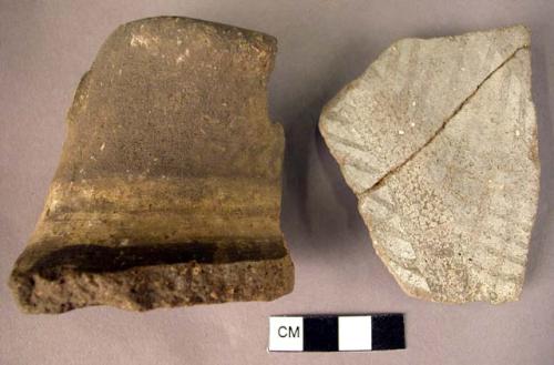 Neck & rim potsherd; 2 potsherds   1 in tray  ER