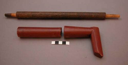 Catlinite pipe with stamped wood stem