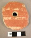 Spindle whorl made of white on red painted potsherd