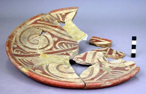 Plate Sherds- Red Slip, Red, White, Brown Decoration