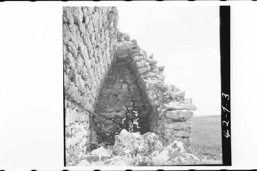 North Group, East room, atop pyramid.  Vault section from South.