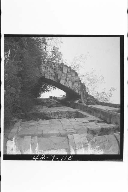 Palace structure. N. facade. Vaulted stair ramp. From W.