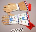 Pair of beaded leather gloves