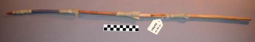 Throwing stick or lance of service berry wood with antler tip for ring game.