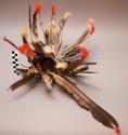 Feather headdress and quill ornamented pendant