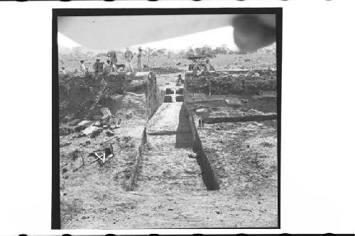 Penetration trench at Mound 2 from top of Mound 1