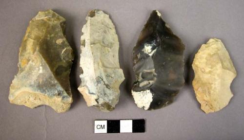 4 medium-sized flint trimming flakes - some showing evidence of use