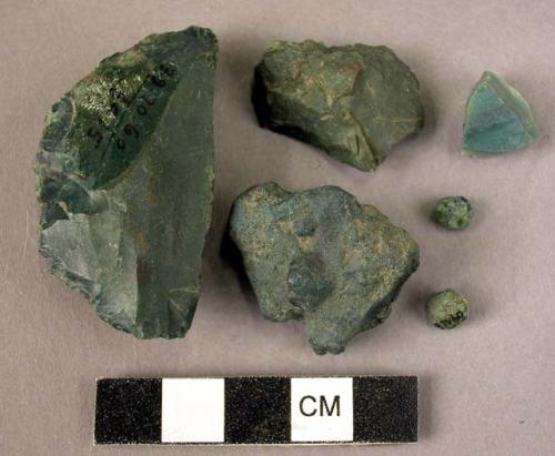 7 stone fragments & nodules used in bead making