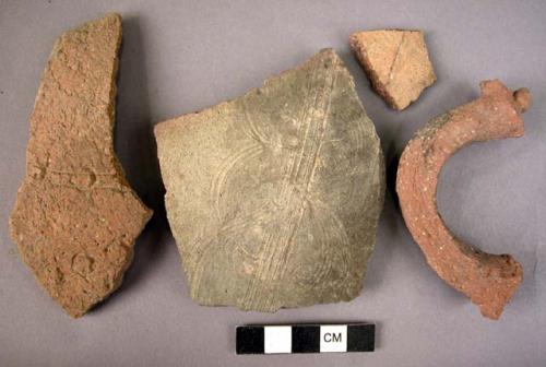 Potsherds of different wares - incised