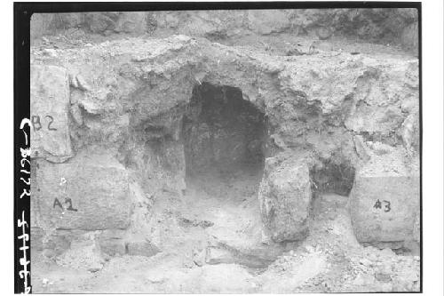 Structure 3 E 3.  Floor of chamber showing flagstones in south third in position