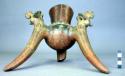 Tripod jar, bird effigy rattle legs with moving heads, 1 leg missing