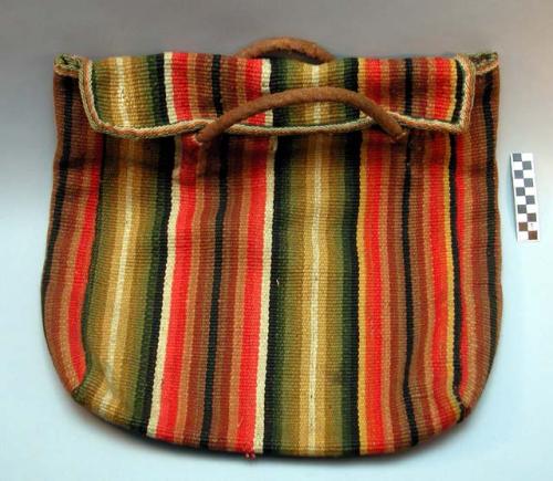 Homespun bag, probably made from an old poncho of wool