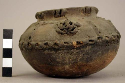 Olla, applied and punctate decoration, 3 lugs