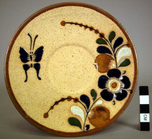 Rustico ware polychrome luncheon set with owl ,bird +plant motif