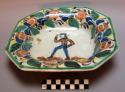 Octagonal dish with man in hat