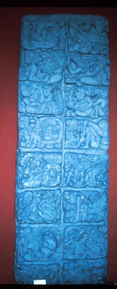 Cast of part of Stela D, Copan; back, full-fig glyphs