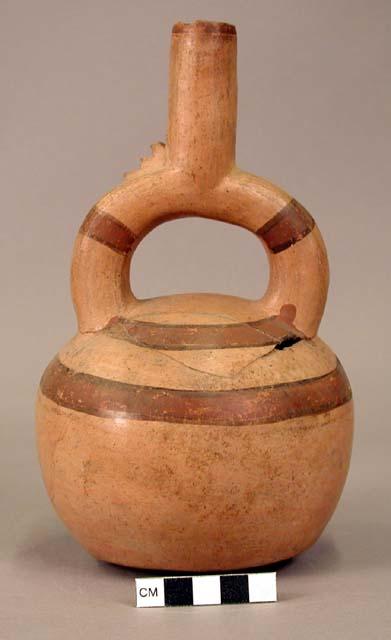 Pinkish globular stirrup pot