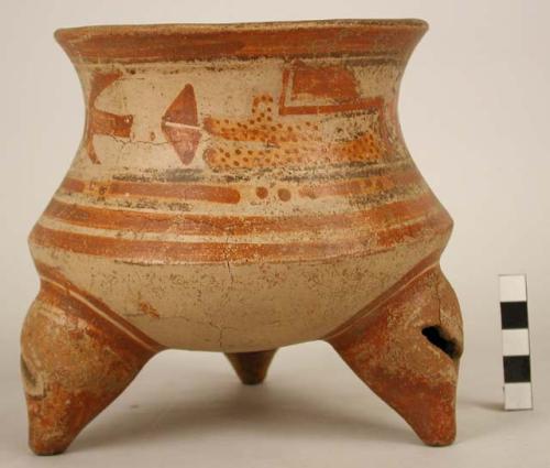 Papagayo Polychrome pottery tripod jar