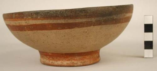 Polychrome pottery ring base bowl