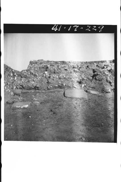 West slope of Mound 2, south of penetration trench, showing slabs