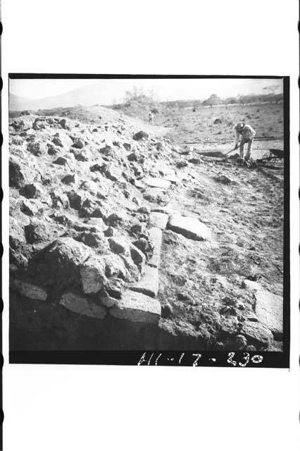 West slope and south end of Mound 2, showing slabs