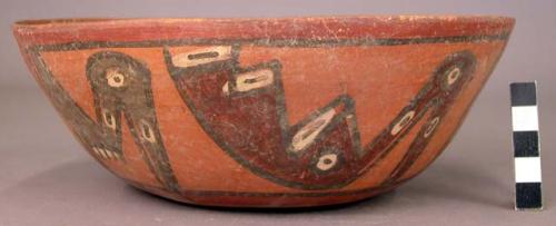 Polychrome pottery bowl - bird design