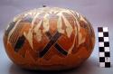 Gourd with painted and carved designs of men on hunt - no cover, modern