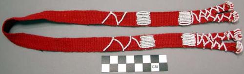 Hair ornament for man - used for braiding in hair; red woven woolen +