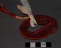 Woolen belt string - braided technique red, pink, green, white